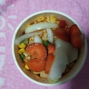 野菜たっぷり☆チキンラーメンでタンメン風！